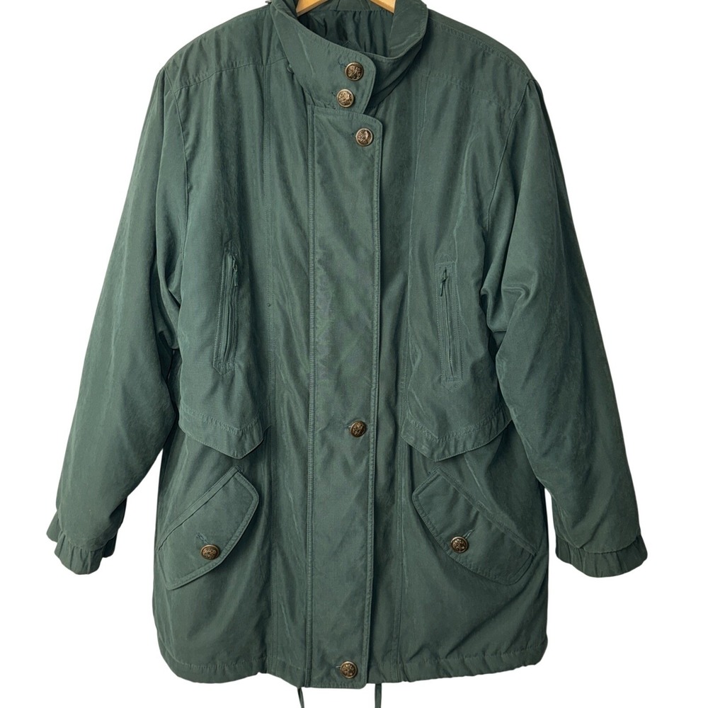 Preswick & Moore Utility Parka Women M Green Thermolite Insulated Jacket